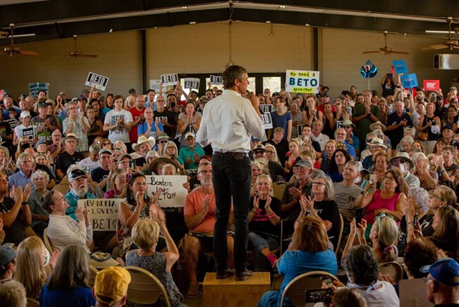 Gubernatorial candidate Beto O'Rourke hosts a town hall in Fredericksburg on Aug. 17. - Texas Tribune / Eddie Gaspar