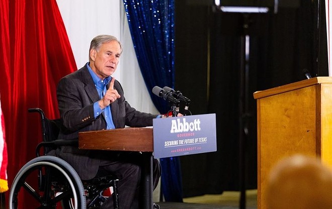 Gov. Greg Abbott wags a finger at a July campaign appearance in Fort Stockton. - Instagram / abbottcampaign