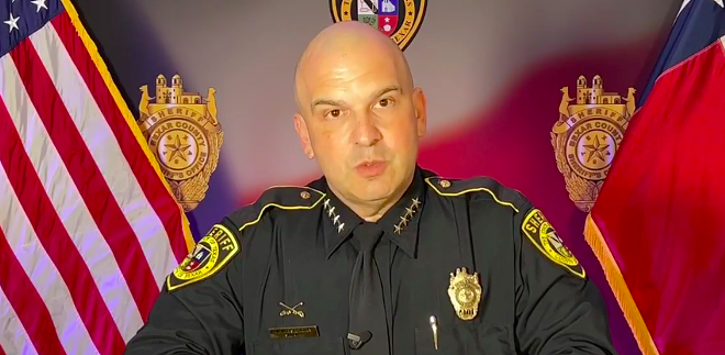 Sheriff Javier Salazar speaks during Monday's news conference. - Screen Capture: Facebook / Bexar County Sheriff's Office
