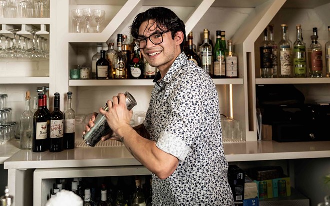 San Antonio bartender Joey Rico shakes up a Raspa cocktail at downtown’s Sojourn. - Jaime Monzon