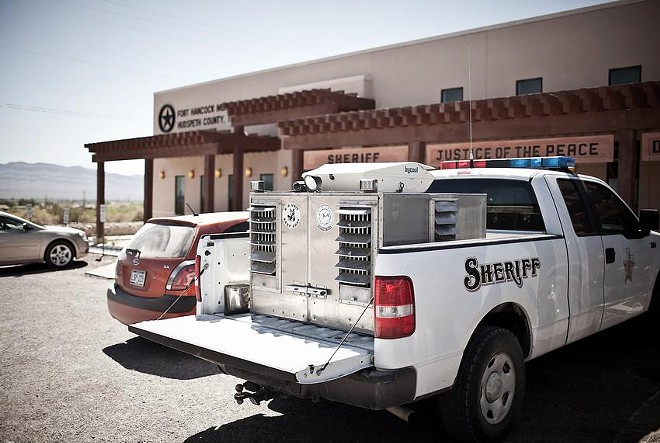 A K-9 unit sits outside the Hudspeth County Sheriff’s Office in 2010. Two men are accused of manslaughter after two migrants were shot in Hudspeth County this week. - Texas Tribune / Ivan Pierre Aguirre