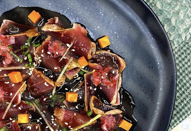 Leche de Tigre's Tiradito Nikkei is a Peruvian take on sashimi. - Instagram / lechedetigretx