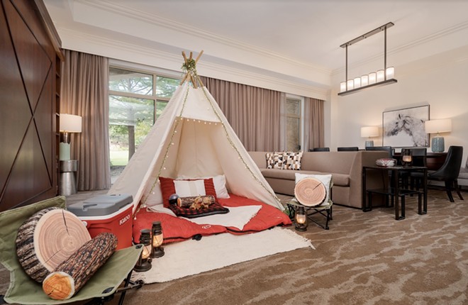 JW Marriott's new “Glamp In The Great Indoors” package includes a huge indoor tent. - Courtesy Photo / JW Marriott San Antonio Hill Country Resort & Spa