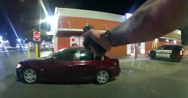 Body cam footage shows now-former SAPD officer James Brennand approach the car Erik Cantu was driving. - Screen Capture: YouTube / San Antonio Police Department