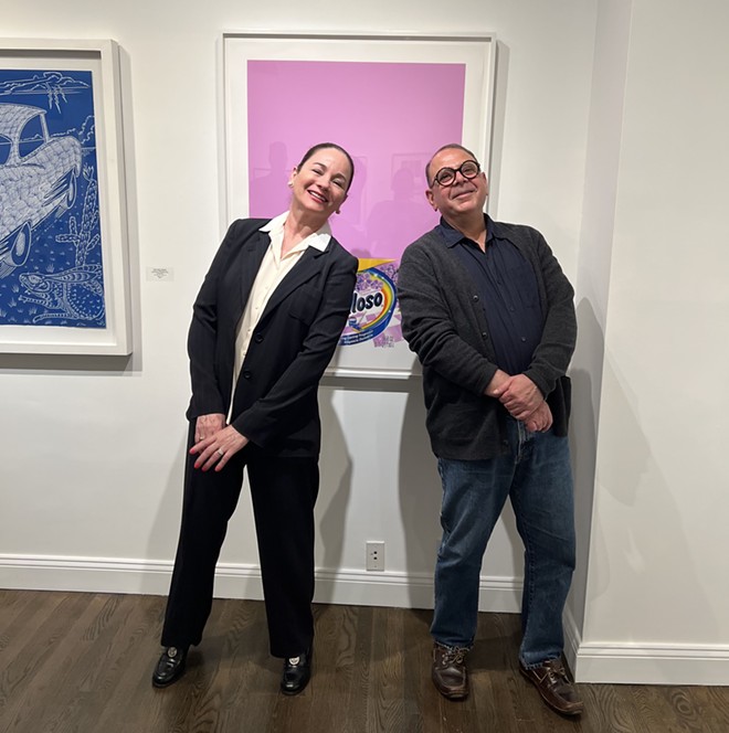 Patricia Ruiz-Healy poses with San Antonio-born artist Alejandro Diaz in her New York City gallery. - Courtesy Photo / Ruiz-Healy Art