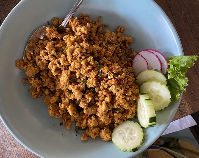 The "dried" curry featuring coarsely ground pork is a standout at Thai Buri. - Ron Bechtol
