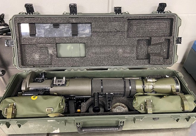 The 84 mm Carl-Gustaf M4 recoilless rifle was discovered in a man's luggage at San Antonio International Airport on Monday. - Twitter / TSA_SouthWest