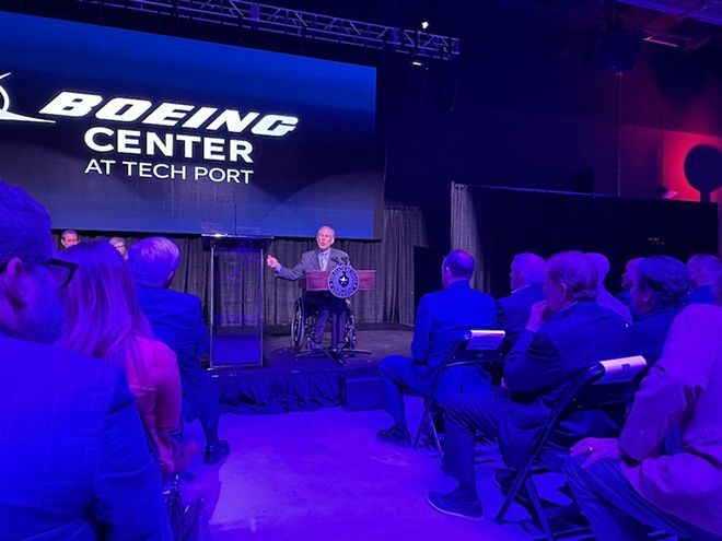 Texas Gov. Greg Abbott said Boeing's work at San Antonio's Tech Port is essential in helping support the Texan economy. - Michael Karlis