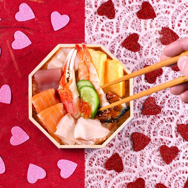 Kura Sushi's limited-time Valentine’s Day Chirashi bowl. - Courtesy Photo / Kura Sushi