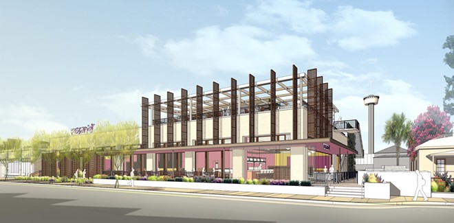 A rendering shows the new two-story Rosario’s at 722 S. St. Mary’s St. - Courtesy Photo / Rosario’s ComidaMex & Bar