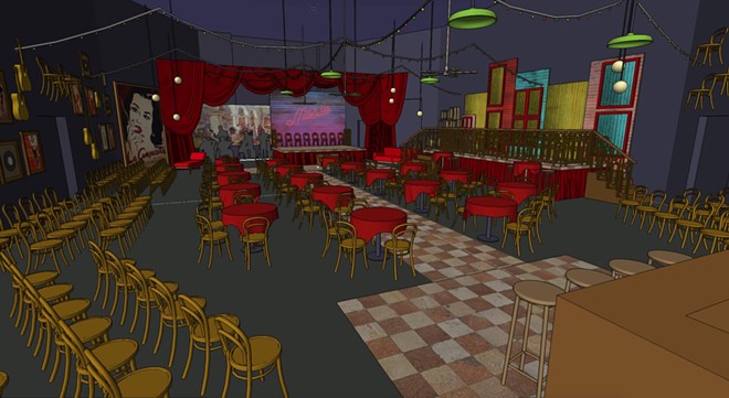 The set design for the opera turns the theater into a nightclub with cocktail table packages, interactive single seating options and full bar service. - Ryan McGettigan, Venue Designer