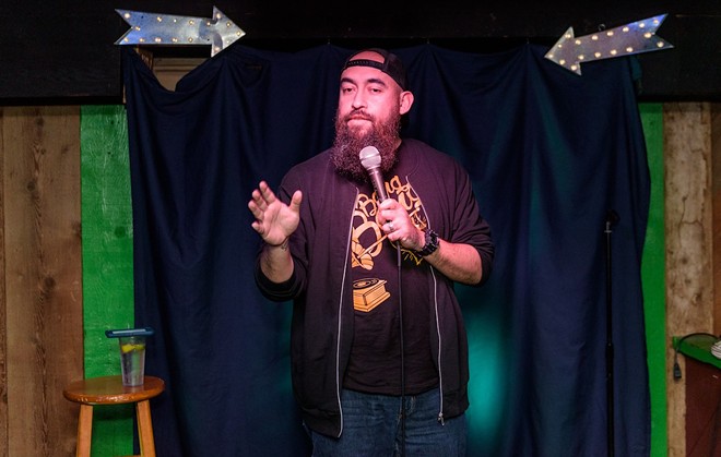 Larry Garza performs at San Antonio comedy club the Blind Tiger in 2019. - Jaime Monzon