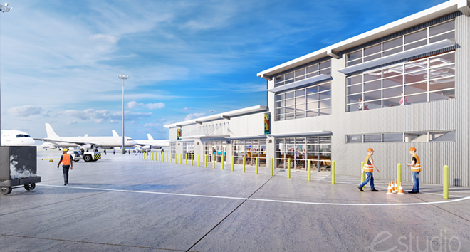 Exterior rendering of the new ground load facility at SAT - City of San Antonio