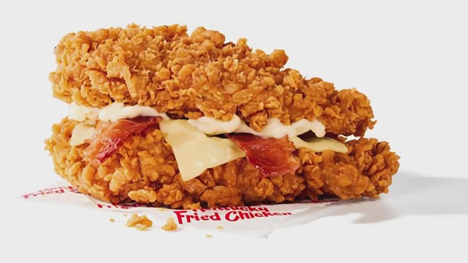 Double Down features two fried chicken filets, two slices of cheese and two slices of bacon. - Courtesy Photo / KFC