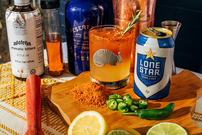 Squeezebox and Amor Eterno owner Aaron Peña's Texas Heat cocktail. - Courtesy Photo / Lone Star Brewing