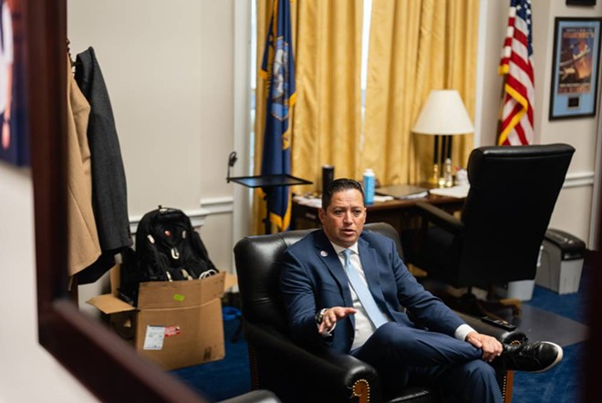 U.S. Rep. Tony Gonzales, a Republican representing the Texas’ 23rd Congressional District, speaks in his office at the Rayburn House Office Building in Washington, D.C. on April 28, 2023. - Texas Tribune / Eric Lee