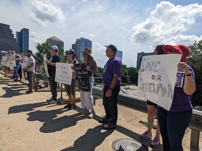 Reporters from the  Austin American Statesman walked off the job Monday morning. The striking writers are demanding better pay and benefits from media conglomerate Gannett. - Twitter / @gusbova