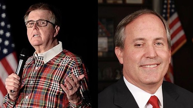 Lt. Gov. Dan Patrick (left) and Attorney General Ken Paxton: These handsome devils appear to have a financial relationship. - Left: Wikimedia Commons / Gage Skidmore, Right: Courtesy Photo / Texas Attorney General's Office