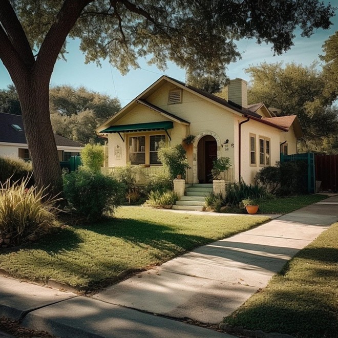 The AI-generated home for Austin resembles a '40s- or '50s-era bungalow. - Courtesy of All Star Homes