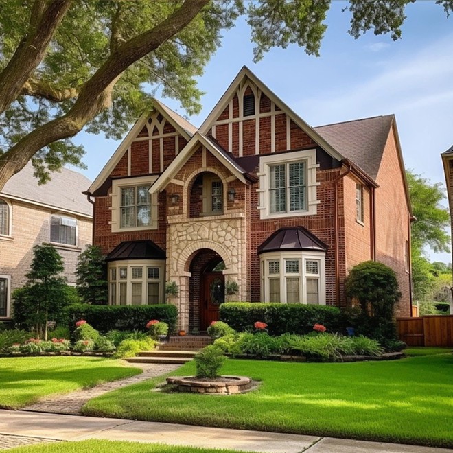 For Houston, the AI rendered a generic colonial that appears to be pulled straight out of The Woodlands. - Courtesy Image / All Star Homes