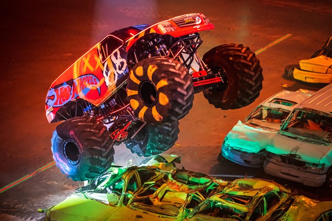 These monster trucks are designed to look like iconic Hot Wheels toys. - Courtesy Photo / AT&T Center