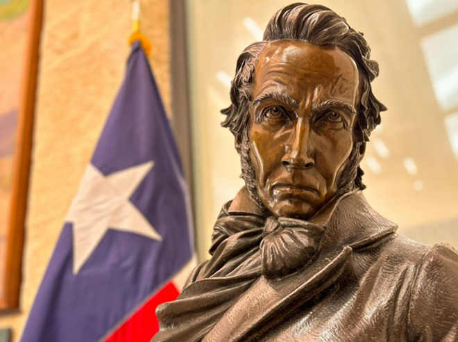 A statue of Lieutenant Colonel William Barret Travis stares at visitors. - Courtesty Photo / Alamo Trust, Inc