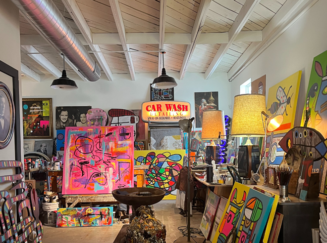 A variety of paintings, antiques and oddities sit inside San Antonio artist Paco Felici's gallery. The space opens monthly for people to sift through and purchase objects. - Brandon Rodriguez