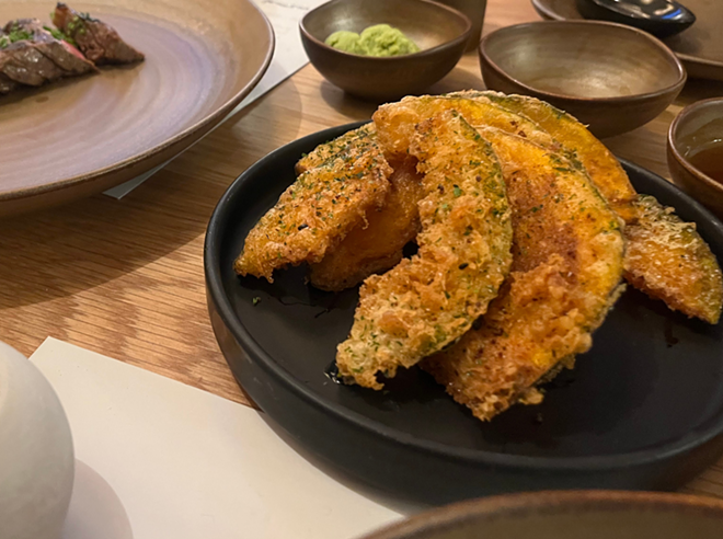 Tempura battered and fried kabocha squash proved a memorable dish. - Brandon Rodriguez