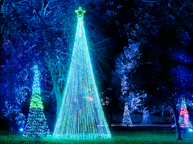 Pixel Tree stands 40-foot-high and is assembled with thousands of glowing LEDs. - Courtesy Photo / Giant Noise