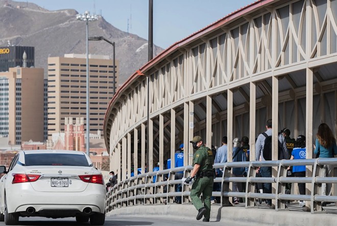 The Paso del Norte International Bridge from Ciudad Juárez to El Paso on Feb. 26, 2021. Mexican unauthorized immigrants in Texas decreased from 73% of all unauthorized immigrants in 2016 to 55% in 2021, according to the Pew Research Center. - Texas Tribune / Justin Hamel