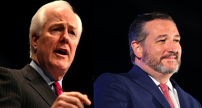 Apparently, U.S. Sens. John Cornyn and Ted Cruz are too chickenshit to talk about the Texas Supreme Court's latest abortion ruling. - Wikimedia Commons / Gage Skidmore