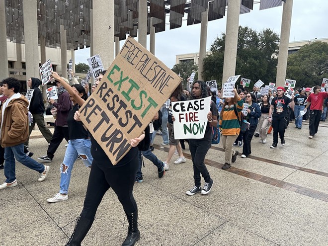 Students at the University of Texas at San Antonio protest the conflict in the Middle East in November 2023. - Michael Karlis