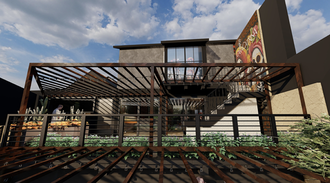 A rendering of Casa Catrina proposes a new outdoor terrace. - Alamo City Investments