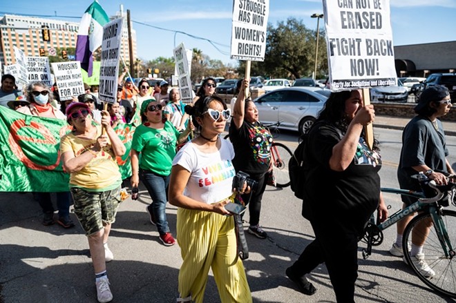 Marchers raise their voices at San Antonio's International Women’s Day March in 2023. - Jaime Monzon