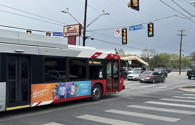A VIA bus takes passengers east on Hildebrand Avenue. - Michael Karlis