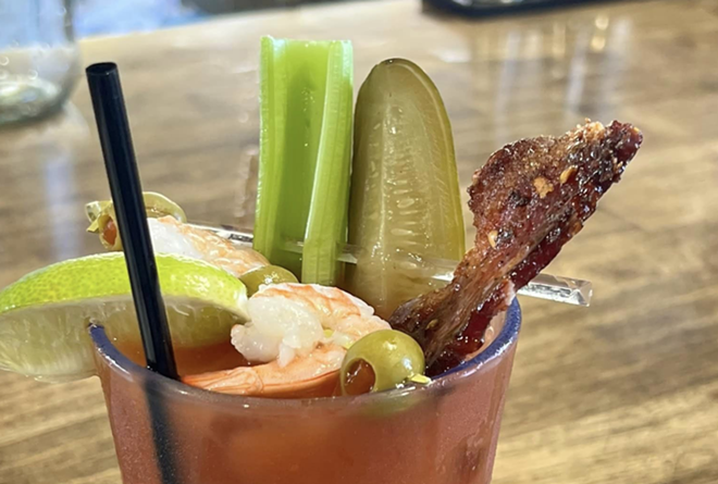 The Reserve on 1863's house Bloody Mary features bacon, boiled shrimp and pickled things. - Facebook / The Reserve on 1863