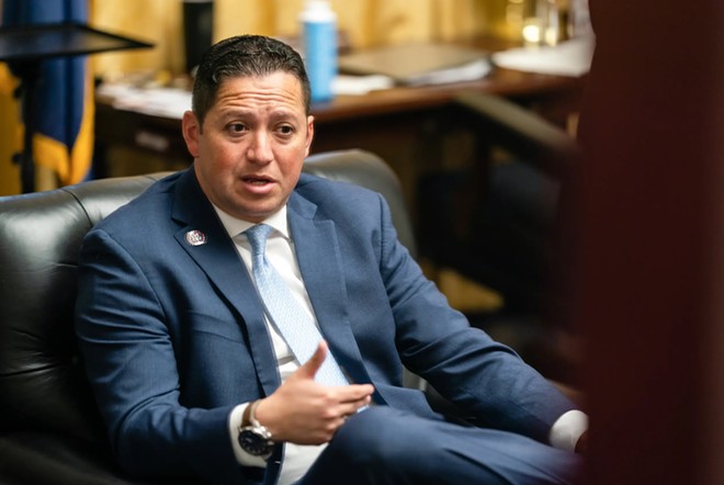U.S. Rep. Tony Gonzales, R-San Antonio, gives an interview in his office at Rayburn House Office Building in Washington, D.C. on April 28, 2023. Gonzales is a member of the House Appropriations Committees. - Texas Tribune / Eric Lee