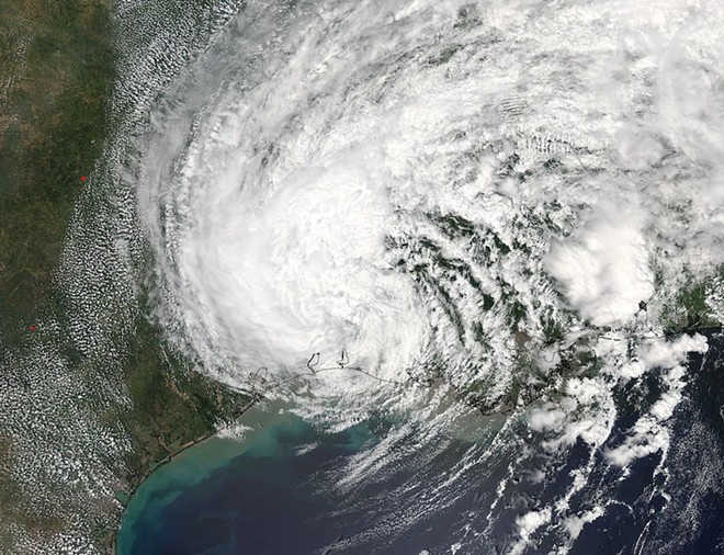 Hurricane Harvey bears down on the Texas coast on Aug. 30, 2017. - NASA Goddard MODIS Rapid Response Team