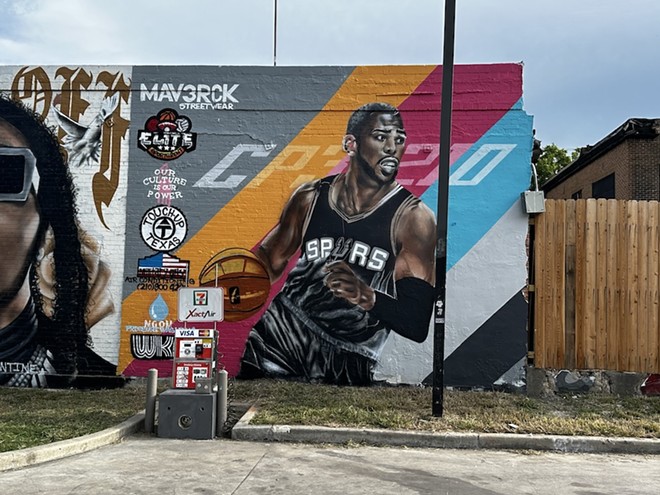 Street artist Colton Valentine's latest mural can be found in the 7-Eleven parking lot at 802 San Pedro Ave. - Michael Karlis