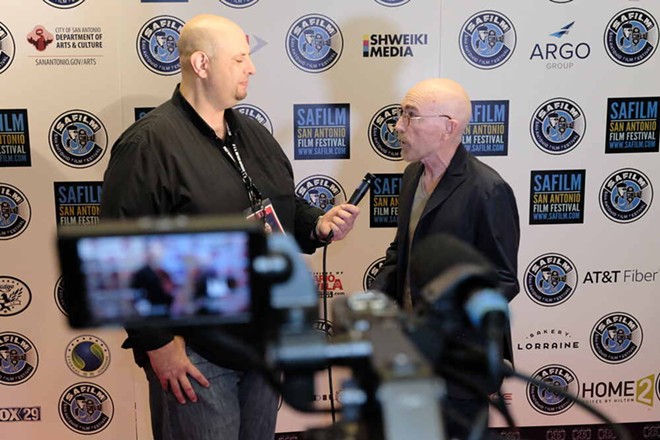 Jackie Earle Haley, known for his portrayal of Rorschach in The Watchmen, is interviewed on the red carpet at a prior year's San Antonio Film Festival. - Courtesy photo / SAFilm