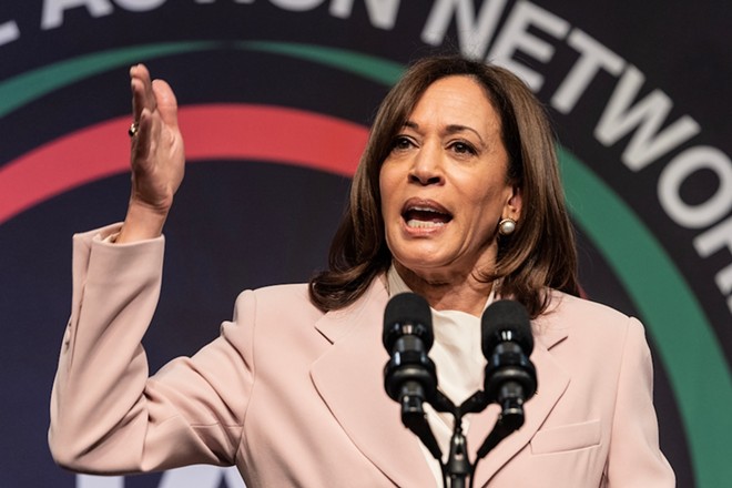 Vice President Kamala Harris speaks last year at the NAN 2023 conference in New York. - Shutterstock / lev radin