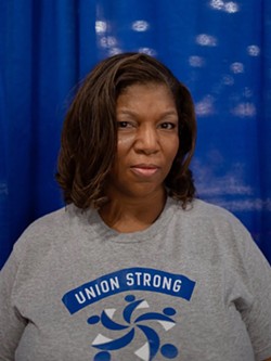 Gena Coston poses for a portrait at the American Federation of Teachers’ 88th national convention after Vice President Kamala Harris’ keynote speech. - Texas Tribune / Danielle Villasana