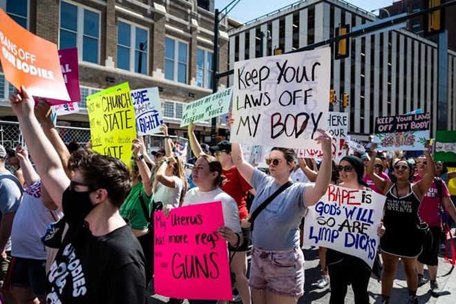 Women march through downtown San Antonio during a 2022 protest against Texas' abortion ban. - Jaime Monzon