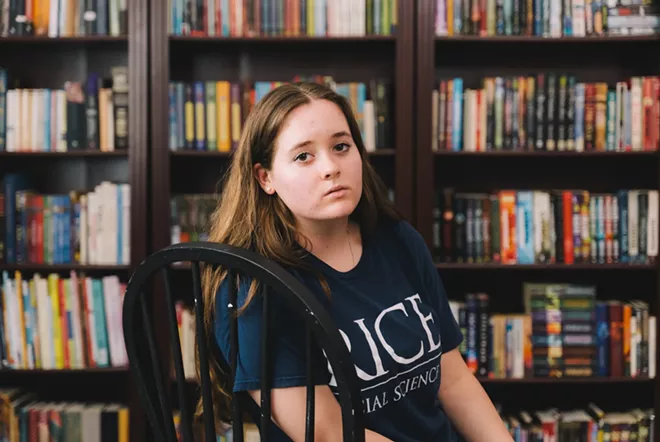 Kaylee Caudle, a 19-year-old student at Rice University, at her home in Tomball on Sunday, Aug. 4, 2024. - Texas Tribune / Joseph Bui