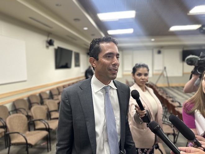 District 10 Councilman Marc Whyte speaks to reporters following Wednesday's Ethics Review Board hearing. - Michael Karlis