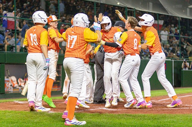 The Boerne team celebrates a victory during the Little League Baseball World Series in Williamsport, Pennsylvania. - Courtesy Photo / Little League Baseball World Series