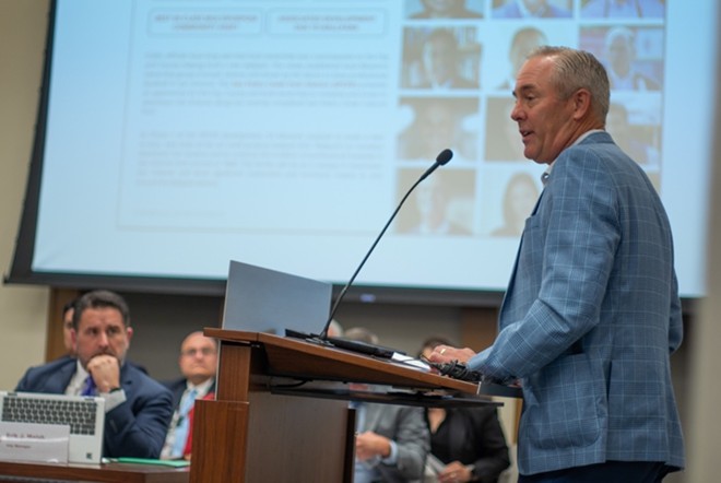 Reid Ryan of the San Antonio Missions' board of directors addresses City Council. - Michael Karlis