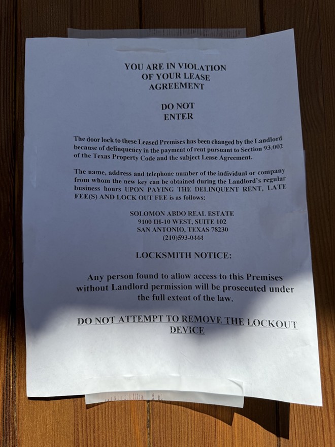 A notice is posted on Frida's door announces that the landlord locked out the business over unpaid rent. - Stephanie Koithan