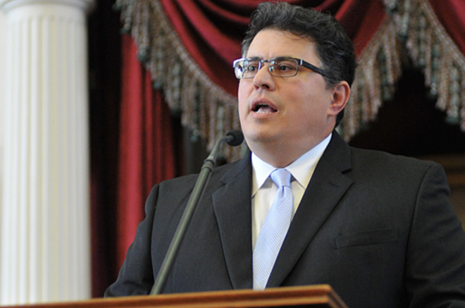 San Antonio mayoral candidate Rolando Pablos gives a speech during tenure as Texas Secretary of State. - Courtesy Photo / Texas Secretary of State's Office