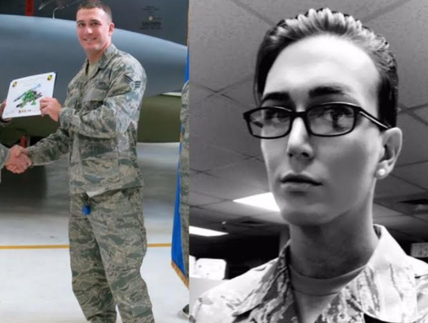Sgt. Jamie Hash before and after transitioning into a woman in the Air Force. - Sgt. Jamie Hash